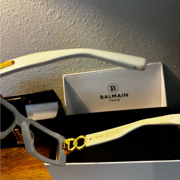 Balmain Ivory Sunglasses with Gold Details